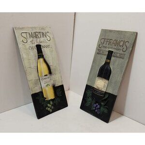 Ceramic 3D Wine Bottle Wall Decor St Martins & St Francis Yellow Black Purple